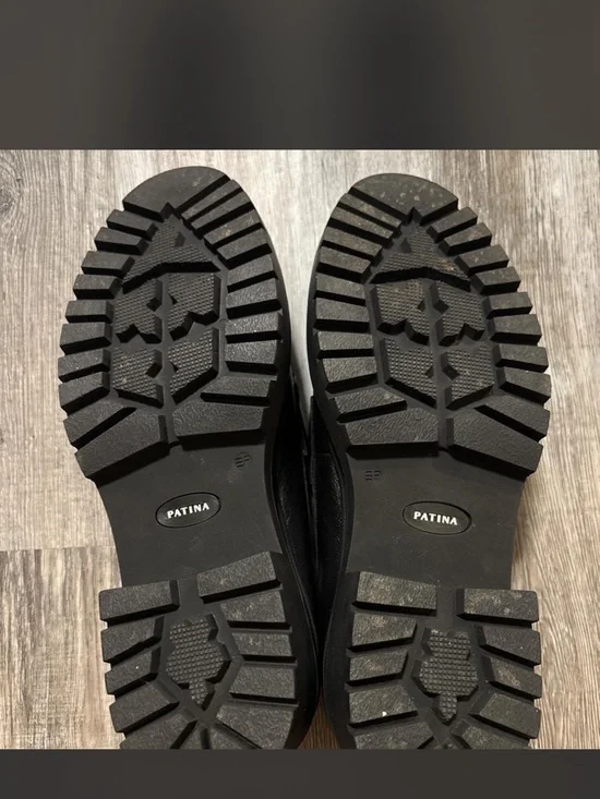 Women's Black Platform Penny Loafers - Sleek Slip-On Flats - Picture 5 of 5